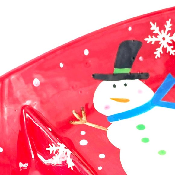 3 Section Divided Compartment Serving Tray Platter Christmas Frosty the Snowman - Picture 4 of 6